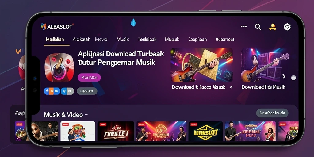 Tampilan antarmuka ALBASLOT yang memudahkan pengguna Download Musik.