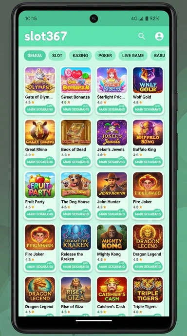 Tampilan katalog aplikasi slot367