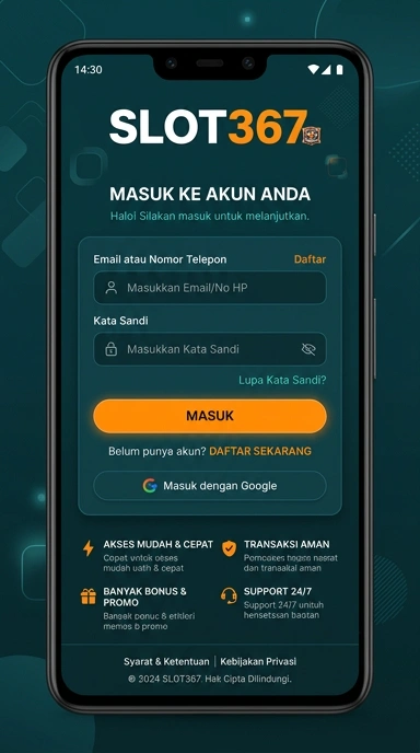 Tampilan halaman login slot367