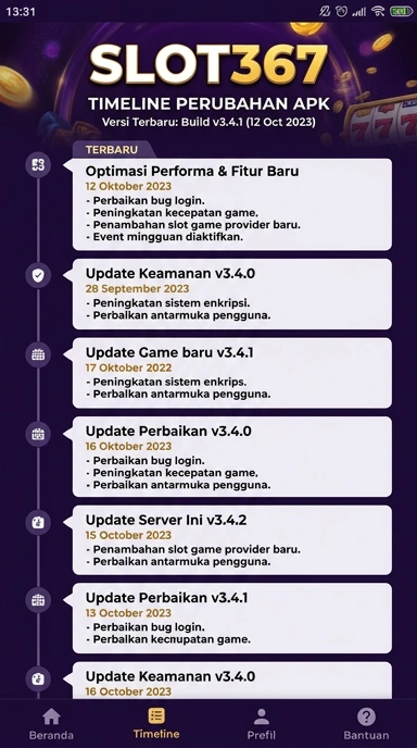 Tampilan riwayat versi slot367